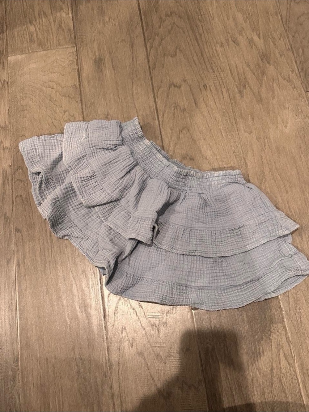 Women's Light Blue Tiered Ruffle Skater Skirt